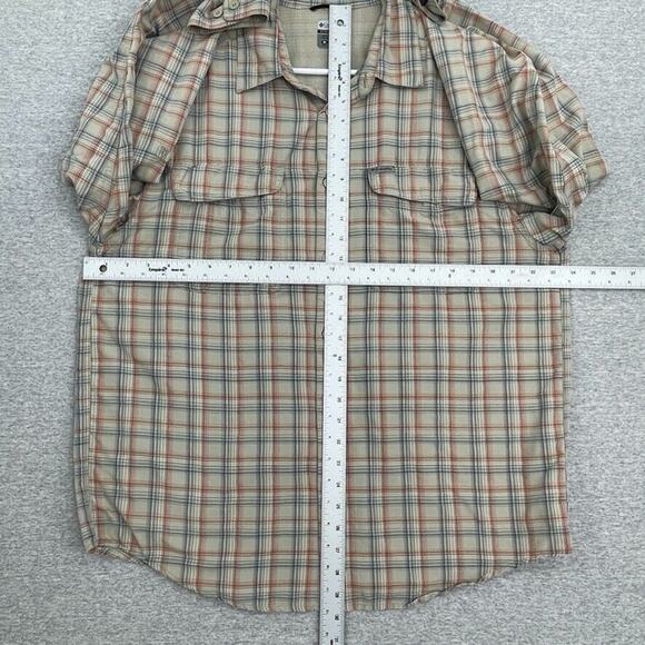 Columbia Shirt Mens Extra Large Tan Plaid Button Up Omni Dry Vented Outdoor - Picture 8 of 12
